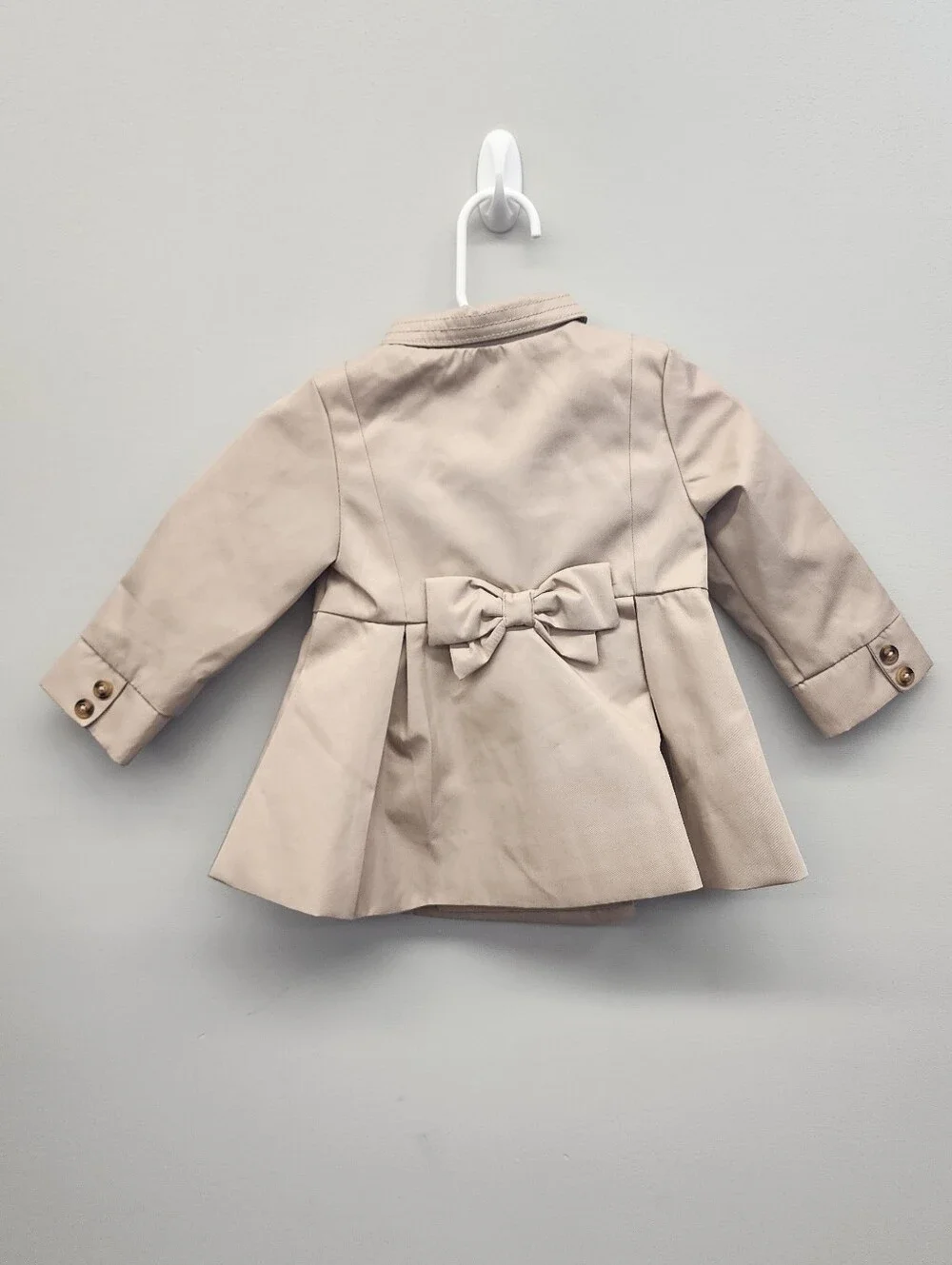 Tahari Baby Girls 3-6M Beige Trench Coat Jacket Bow Back Dressy